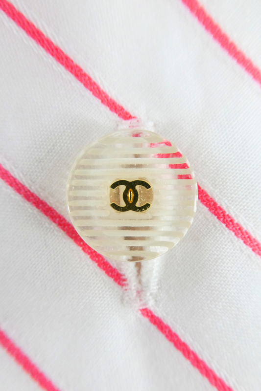 2002 Chanel Pink & White Stripes Blouse