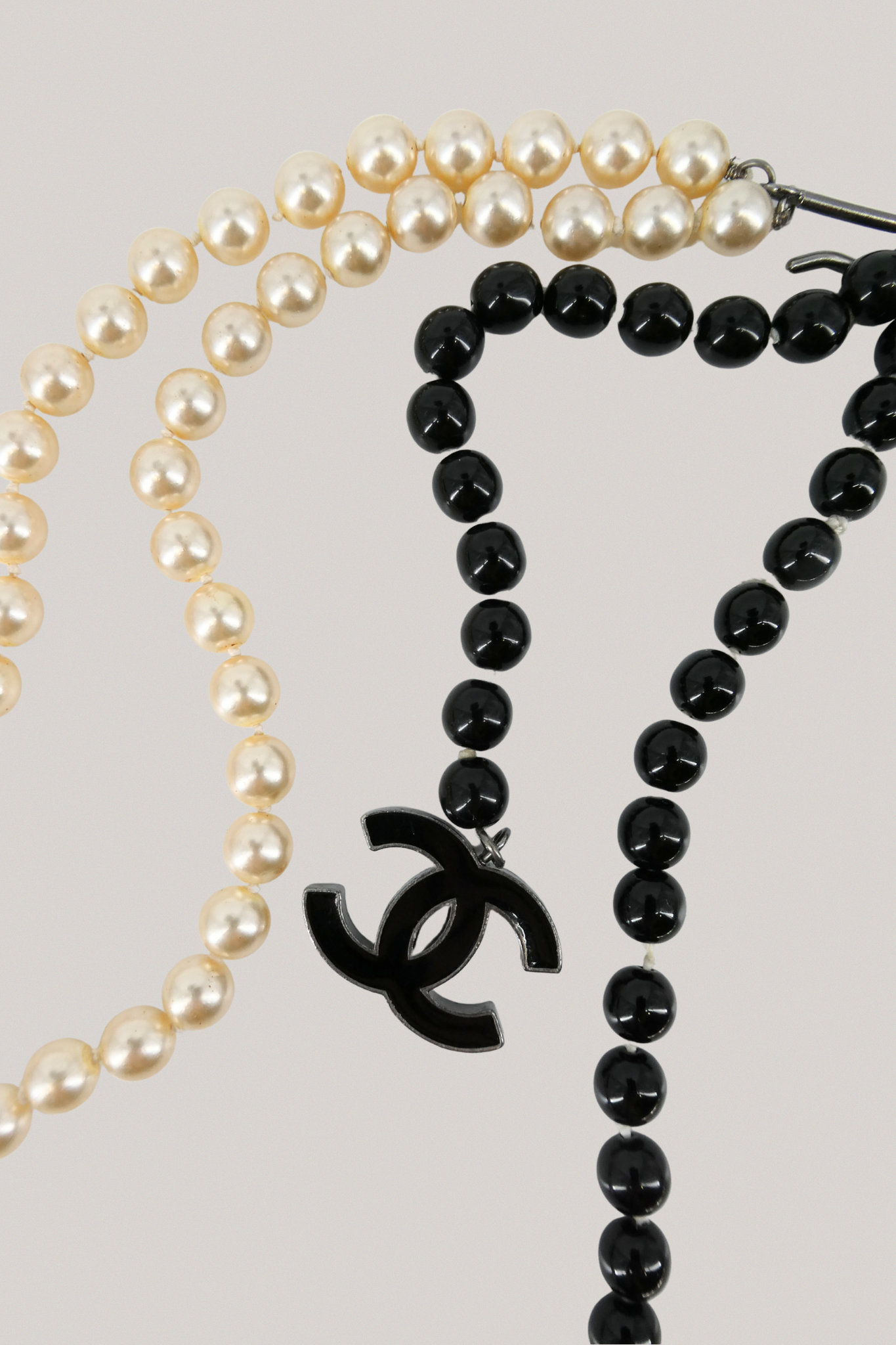 Chanel Black & White Pearl Belt Chain