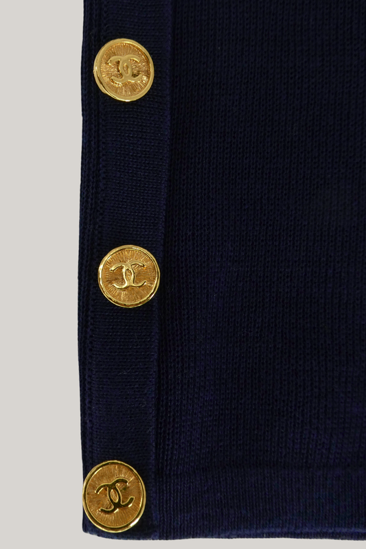 1991 Cruise Chanel Navy Cardigan (FR 40)