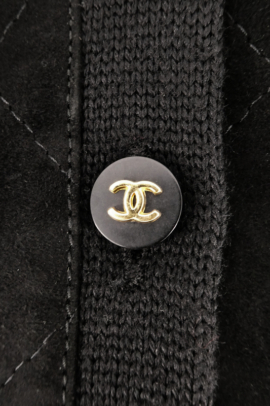 1996 Fall Chanel Black Suede Cardigan (FR 42)