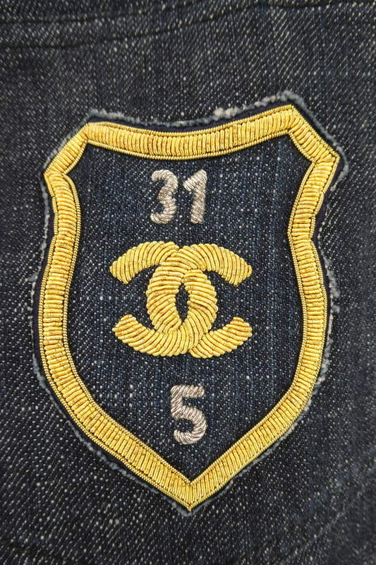 2005 Chanel CC Crest Patch Dark Denim Trousers (FR 38)