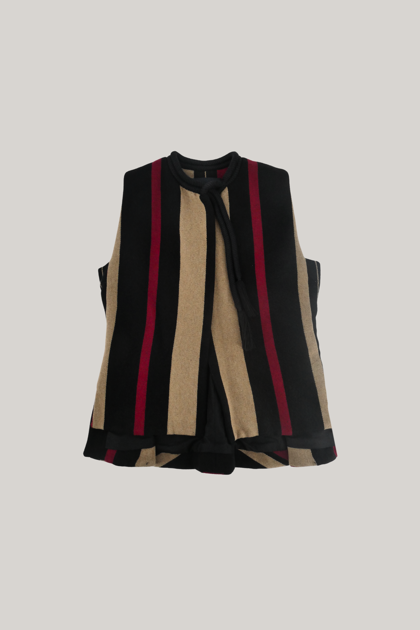 Lanvin Black, Brown, and Red Striped Wool Vest (IT 36)