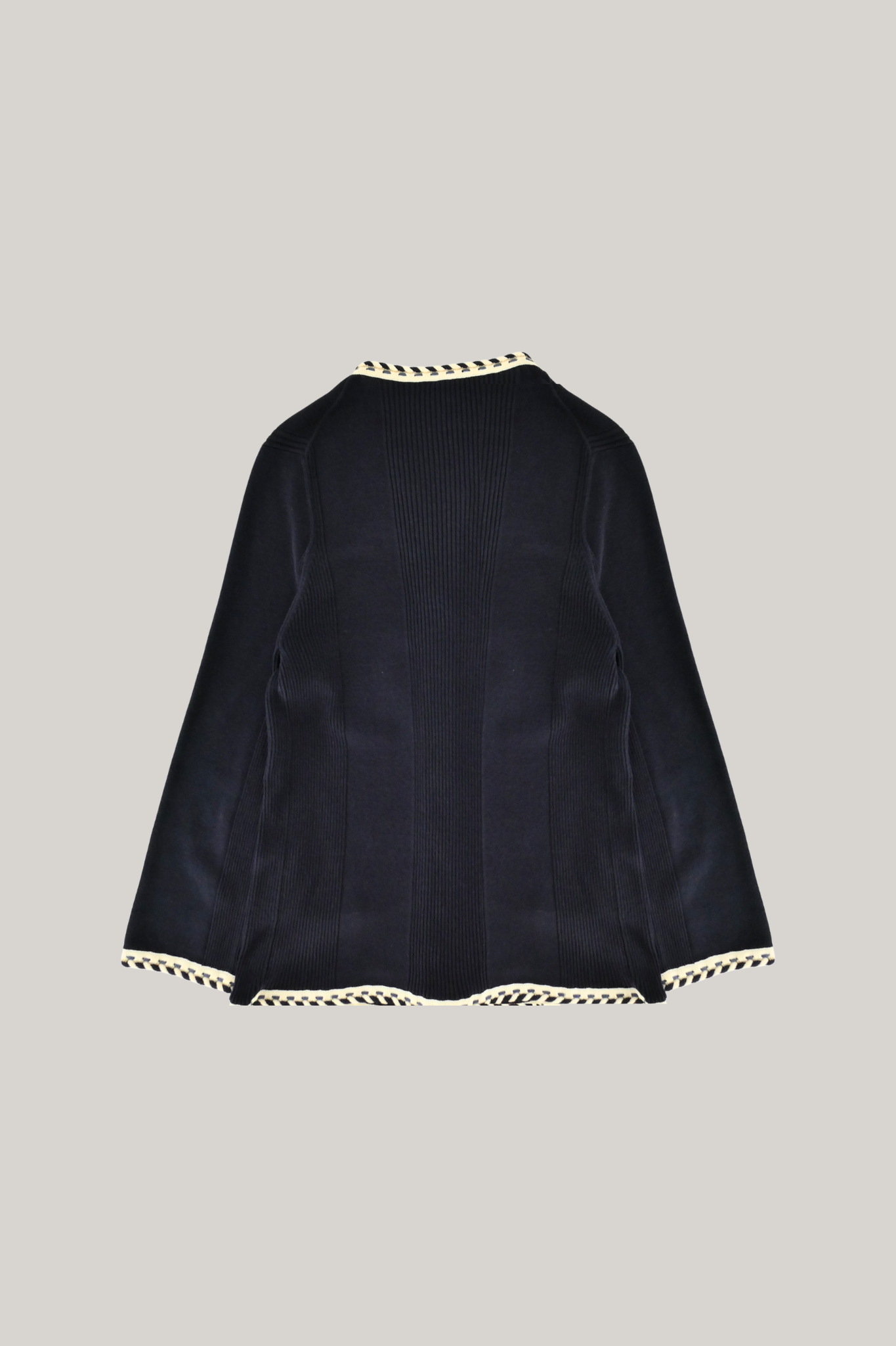 2006 Spring Chanel Navy & White Stripes Cardigan (FR 42)