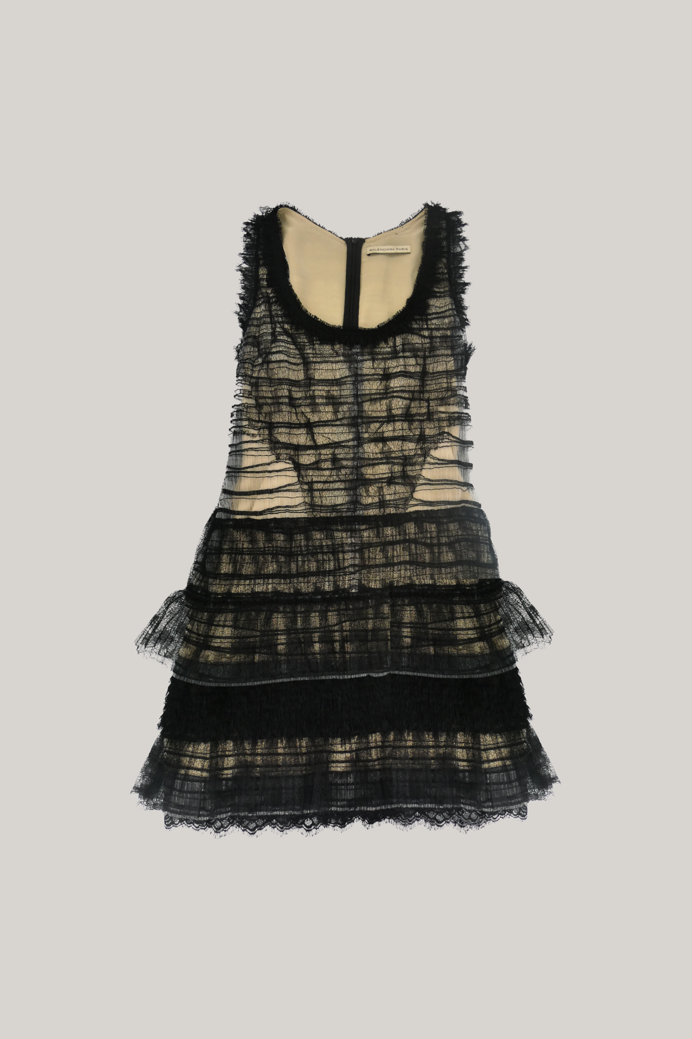 Balenciaga Black Lace Tiered Mini Dress (IT 42)