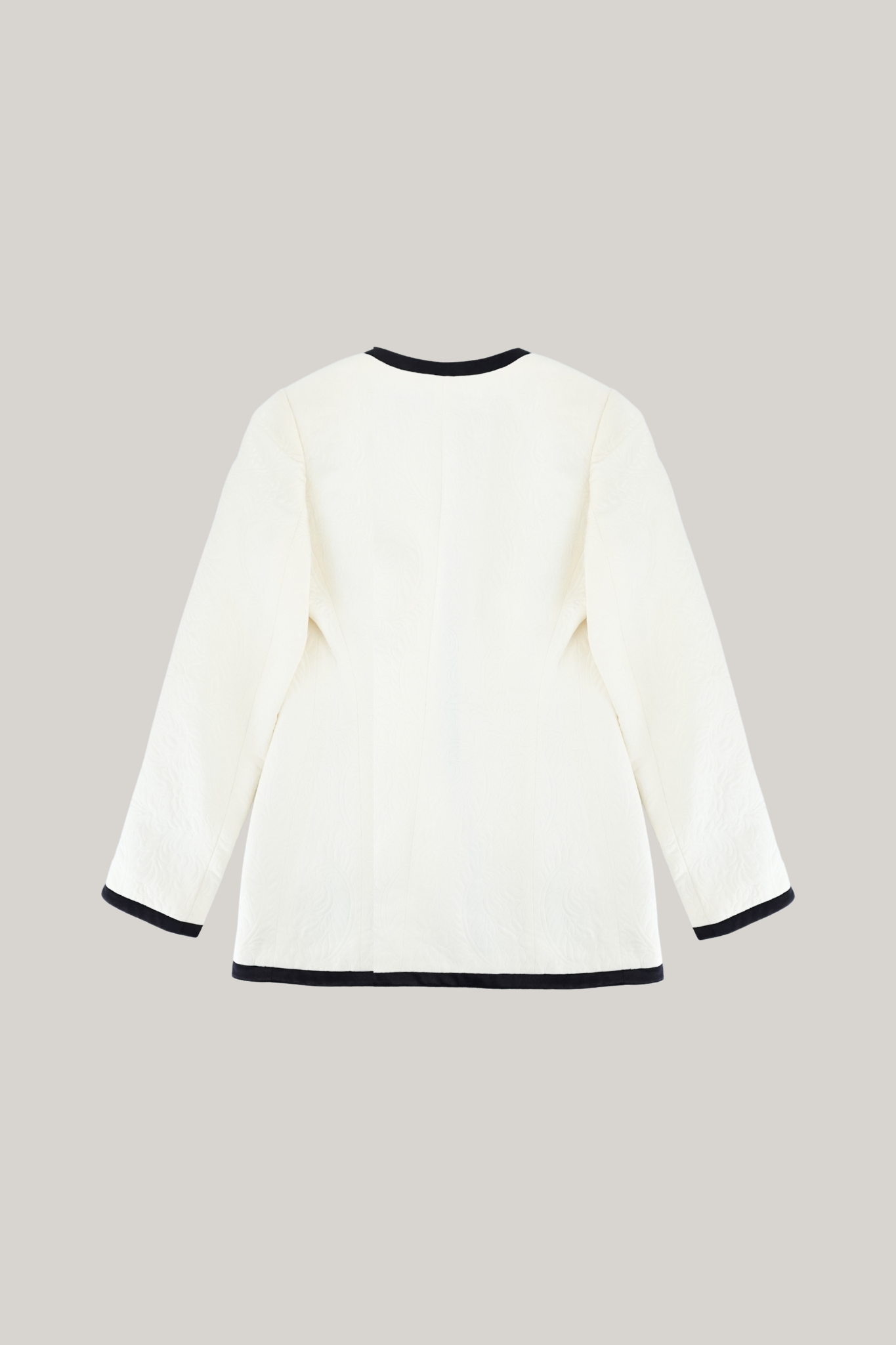 Vintage Escada Couture Off-White Quilted Matelassé Blazer with Crystal Buttons (FR 34)