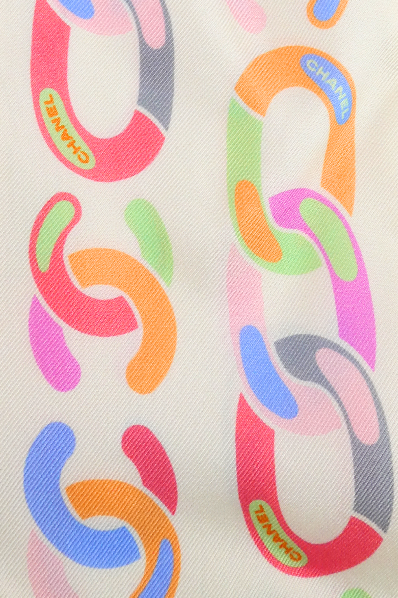 2022 Chanel Cream/Multicolor Silk Bow Hair Tie