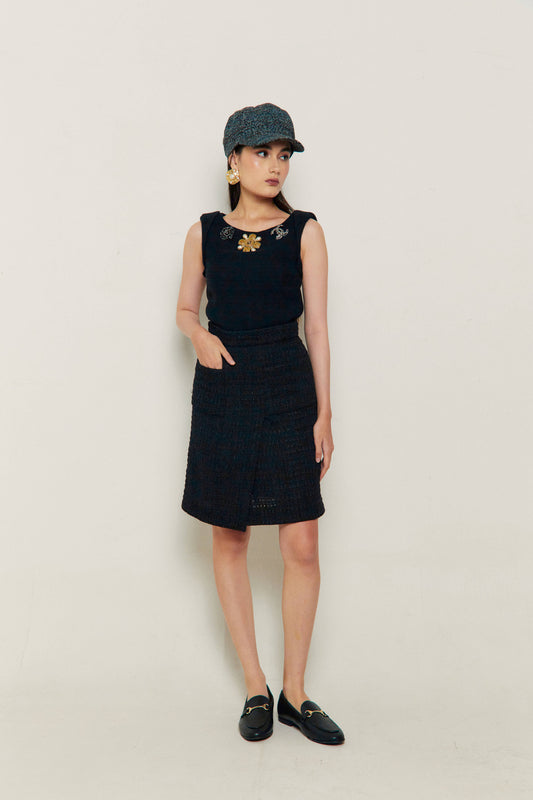 Chanel Black Tweed Sleeveless Top