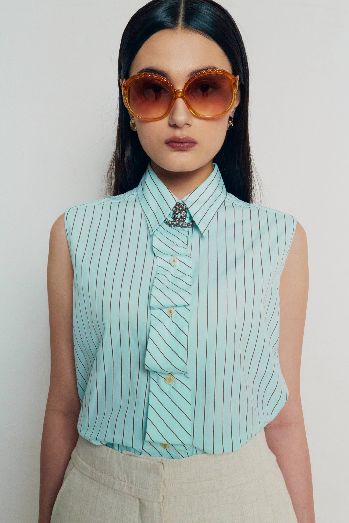 2002 Chanel Mint Ruffle Top
