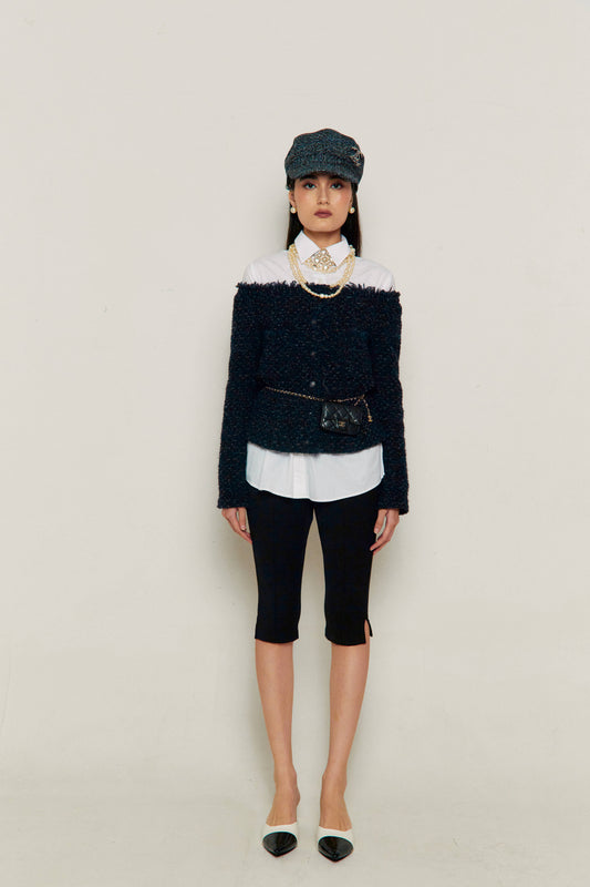 2002 Chanel Off-Shoulder Tweed Top