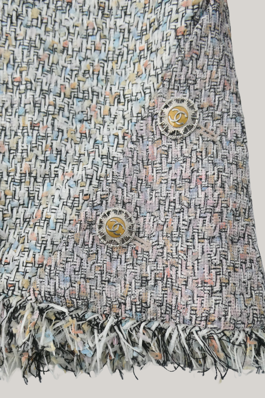 Chanel Multicolor Fantasy Tweed Jacket with Fringe Hem (FR 38)