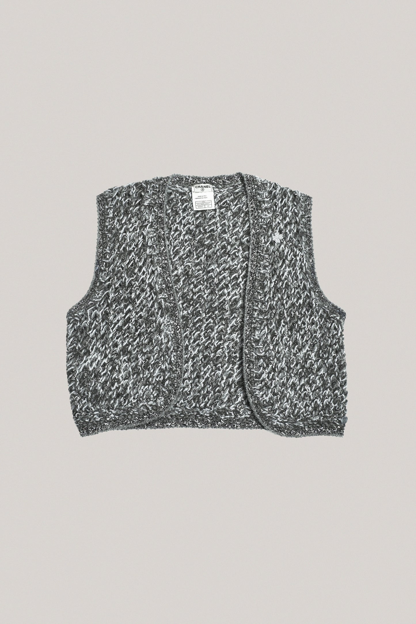 2005 Chanel Grey Marled Knit Vest