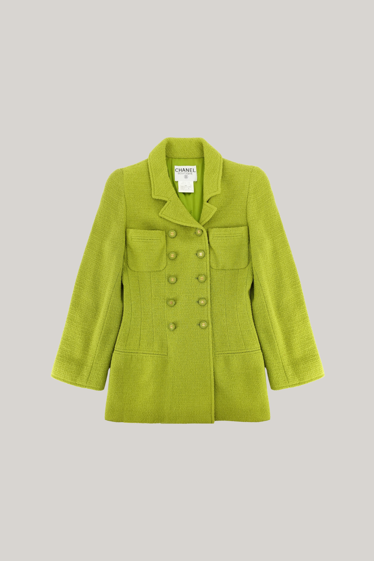 1995 Chanel Lime Green Tweed Jacket (FR 38)