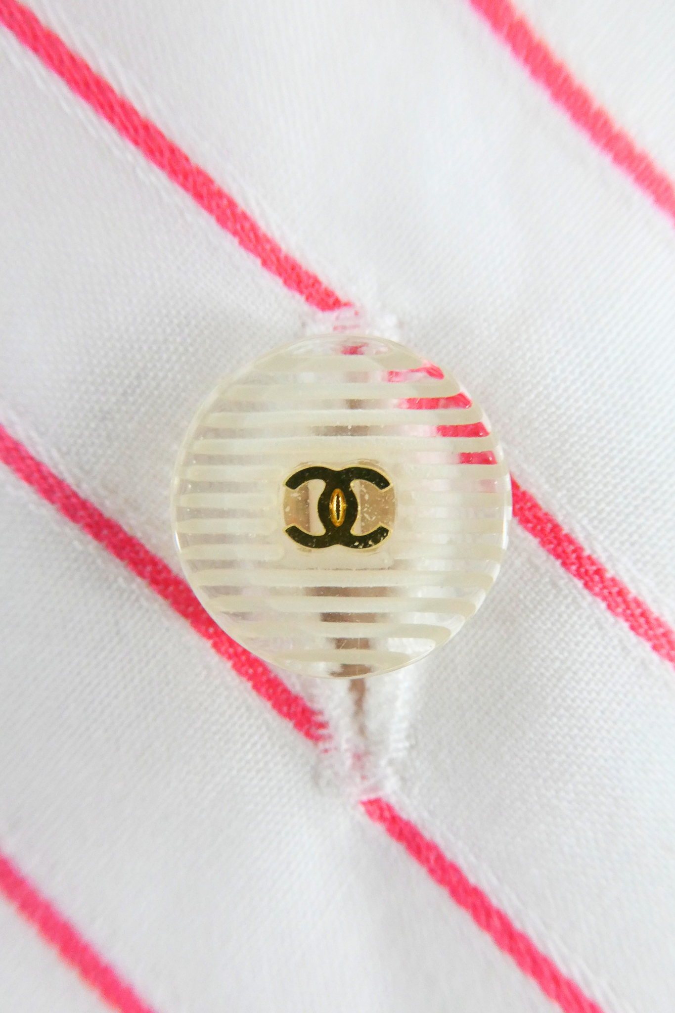 2002 Chanel Pink & White Stripes Blouse
