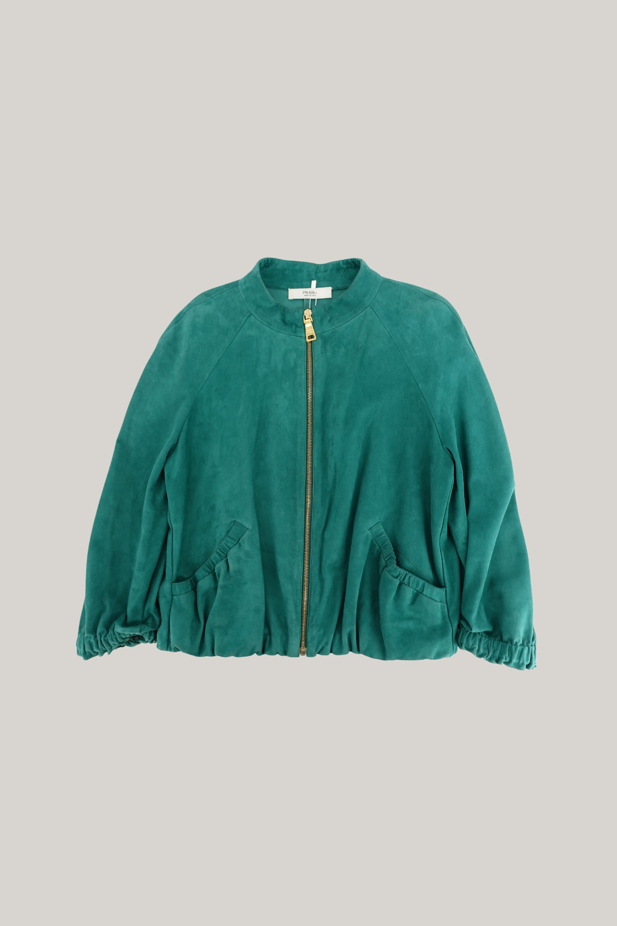 Prada Emerald Suede Bomber Jacket (42)