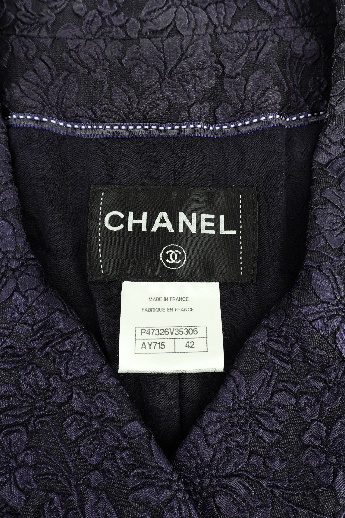Chanel Navy Floral Jacquard Blazer (FR 42)