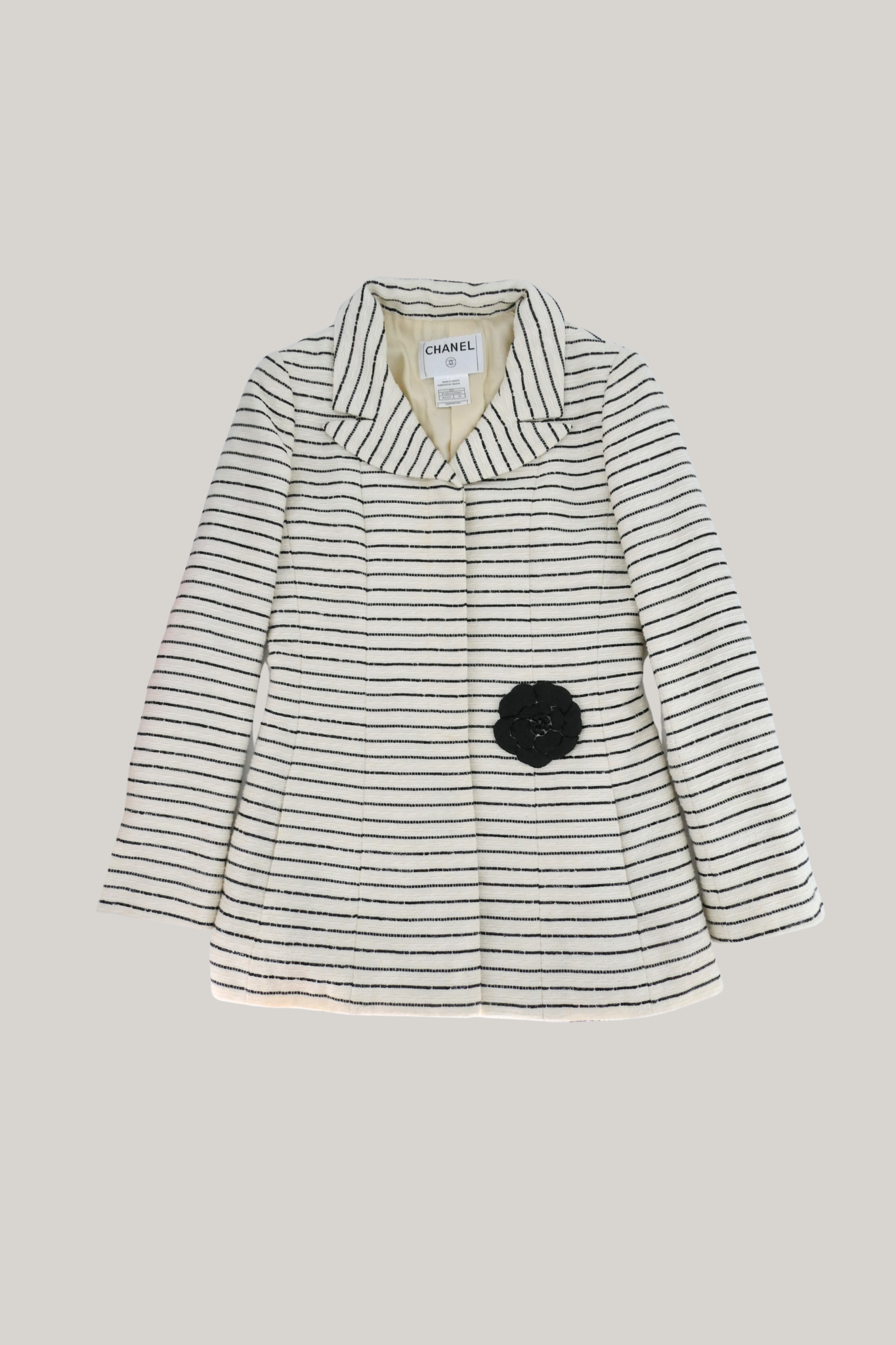 2001 Cruise Chanel Ivory Tweed Sequin Stripe Jacket