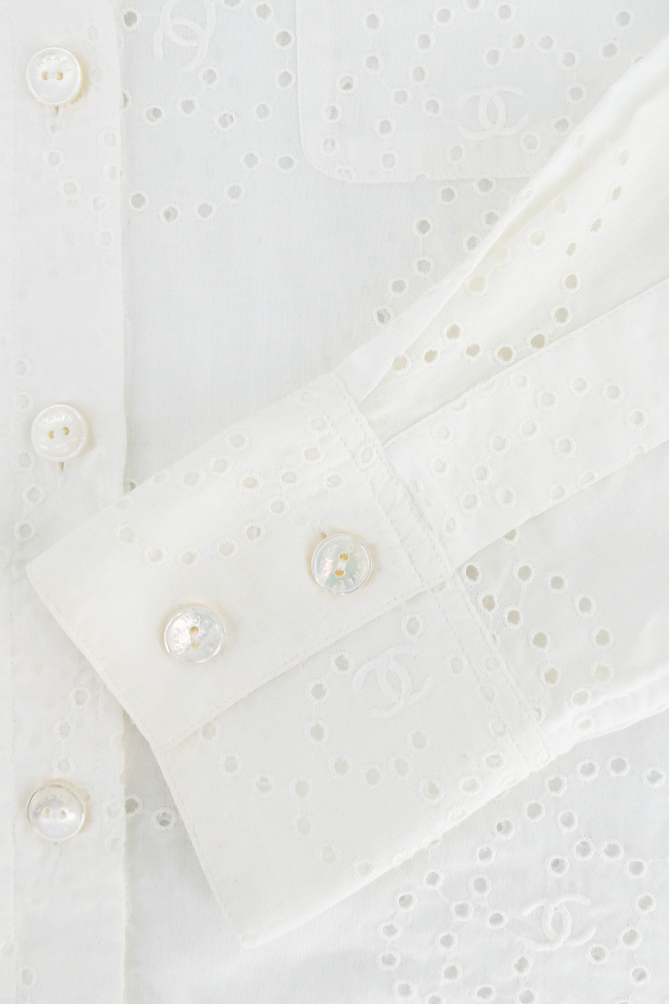 2008 Spring Chanel CC Logo Mark Camellia Blouse Shirt (FR 38)