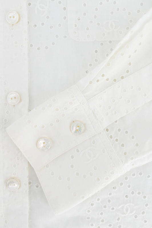 2008 Spring Chanel CC Logo Mark Camellia Blouse Shirt (FR 38)