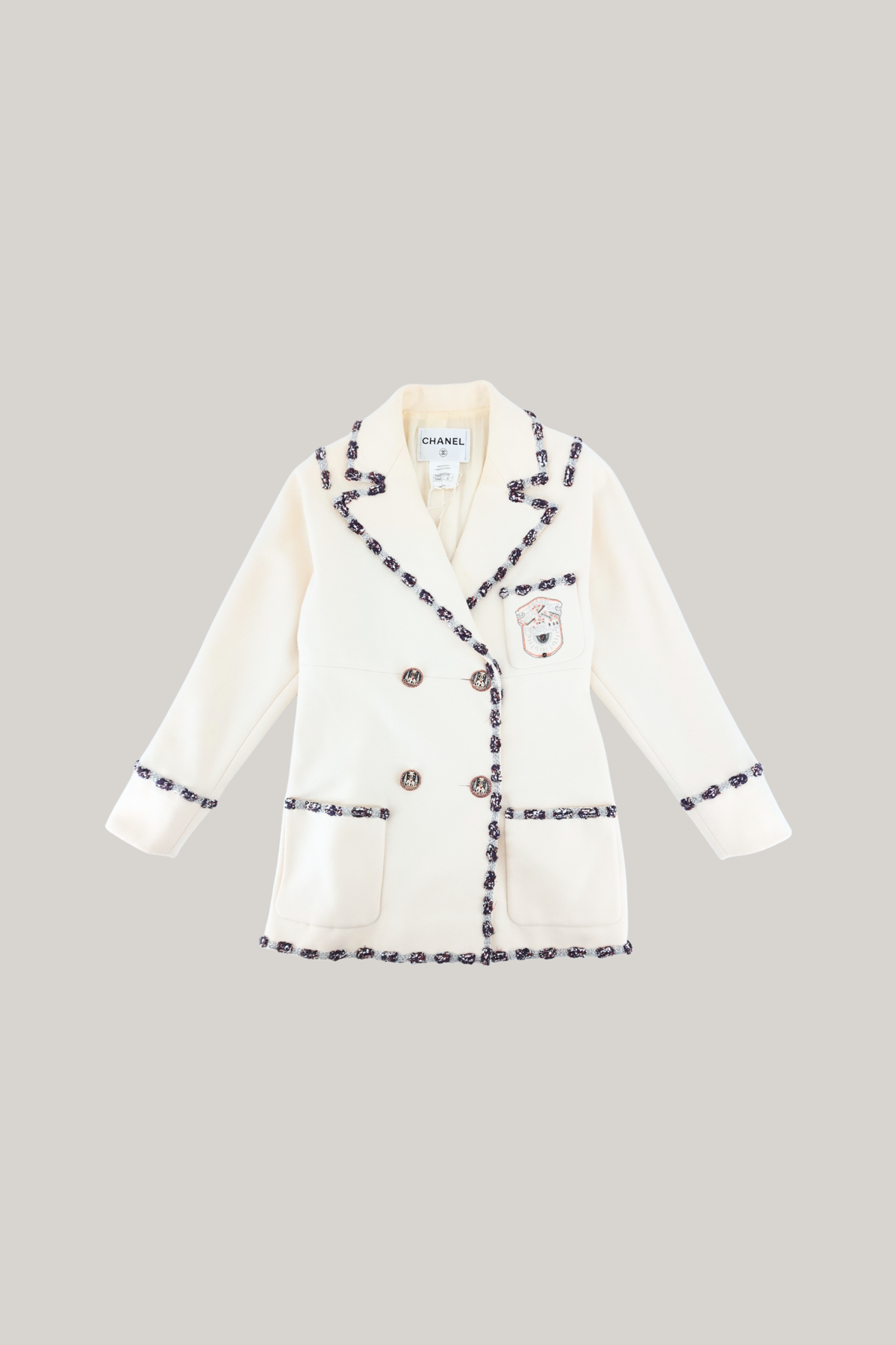 2012 Chanel Cream Double-Breasted Blazer (FR34)