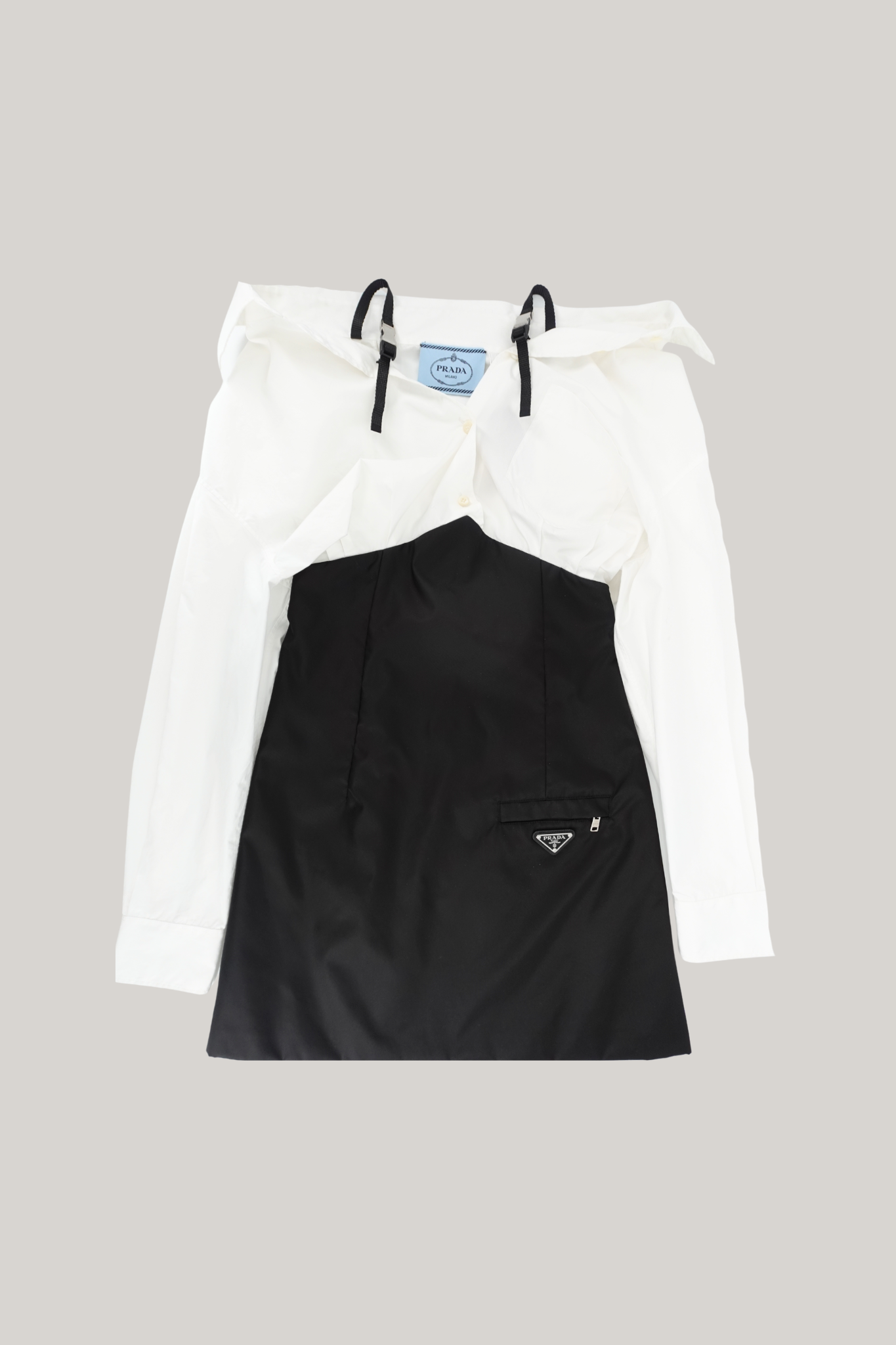 2021 Prada Draped Cotton and Nylon Mini Dress (38)