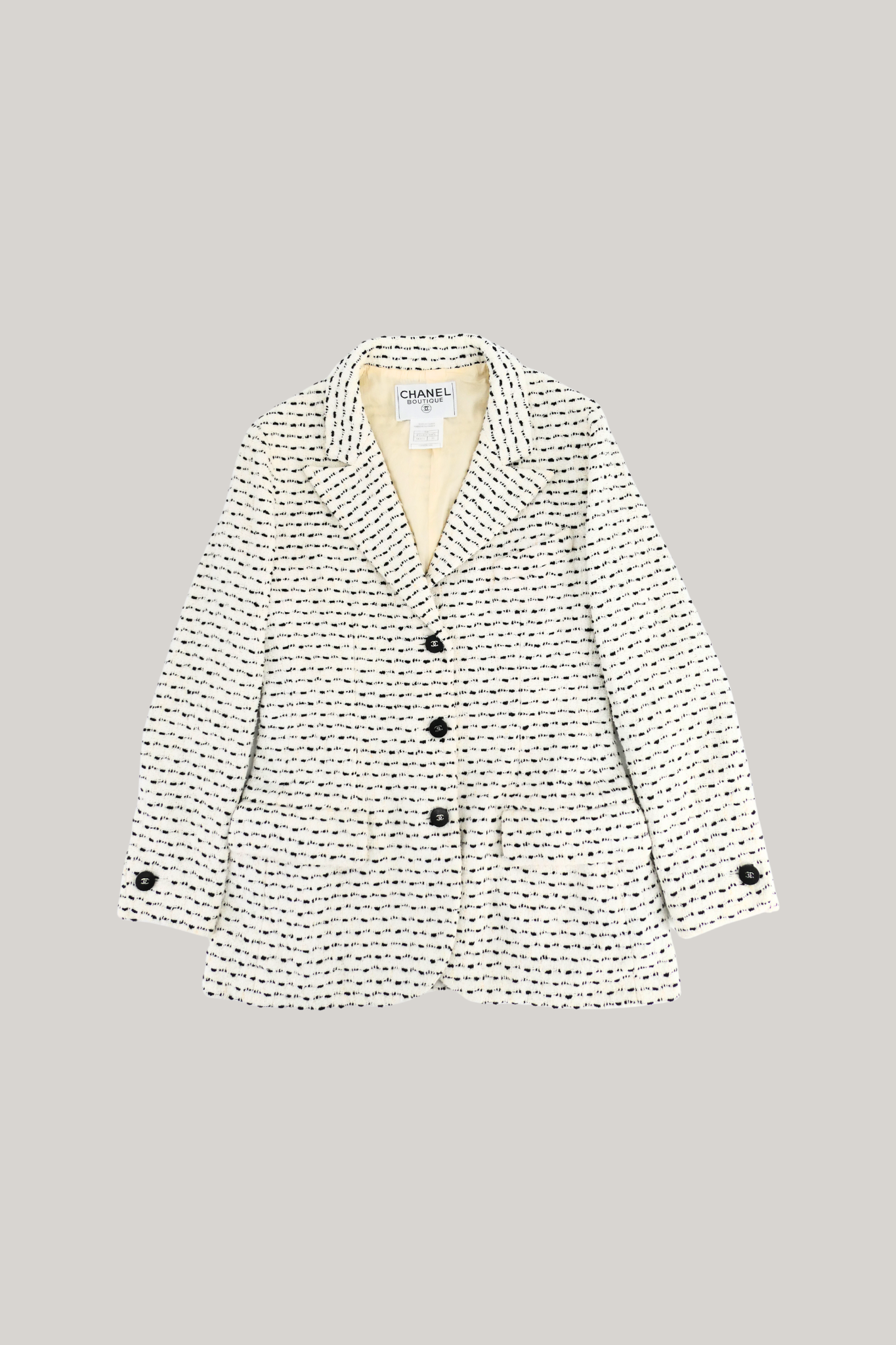 1998 Spring Chanel Monochrome Tweed Jacket (FR 38)