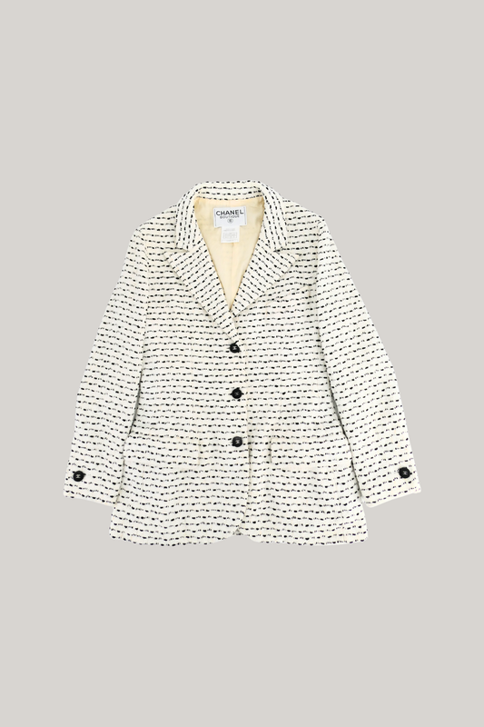 1998 Spring Chanel Monochrome Tweed Jacket (FR 38)