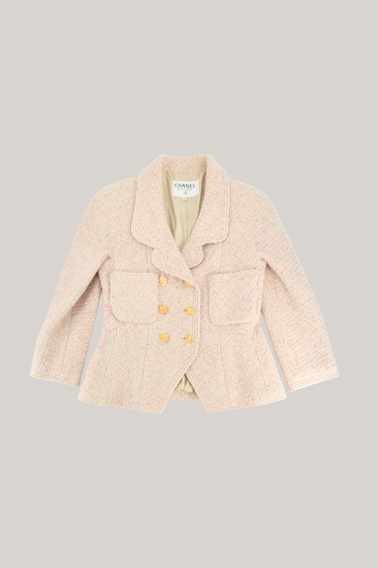 Vintage Chanel Beige Tweed Jacket (FR 38)