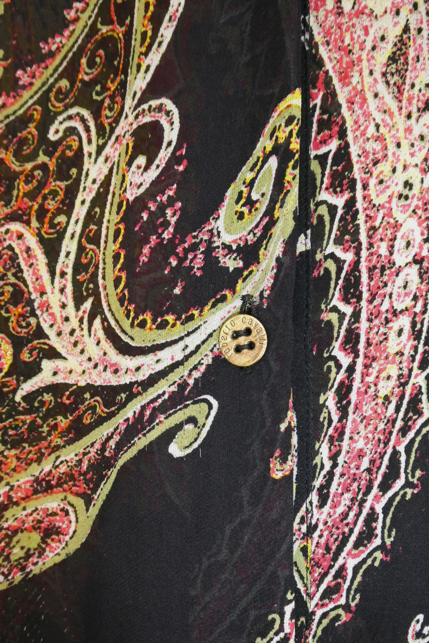 Roberto Cavalli Early 2000s Vintage Printed Tie-Neck Blouse