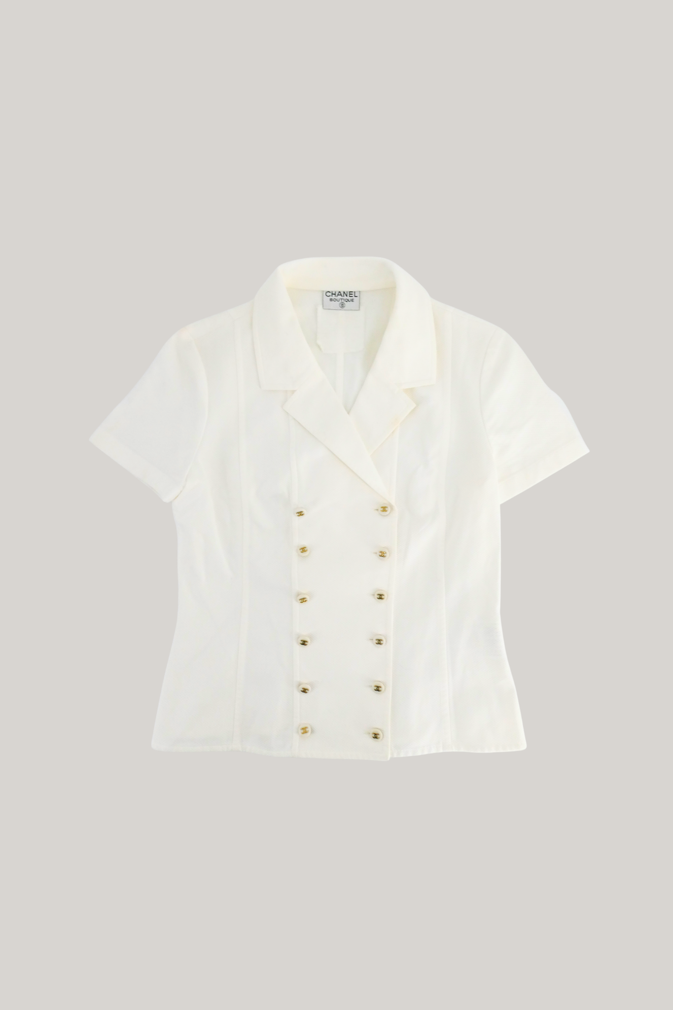 1995 Chanel White Short Sleeve Top