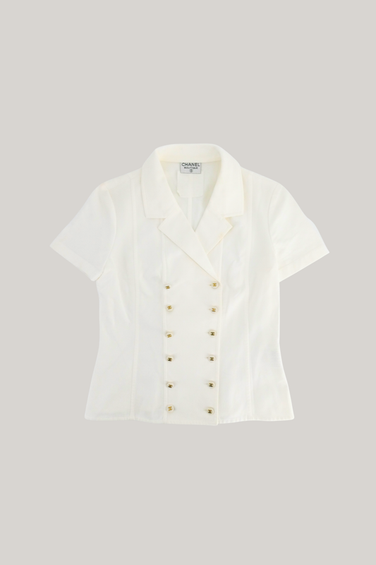 1995 Chanel White Short Sleeve Top