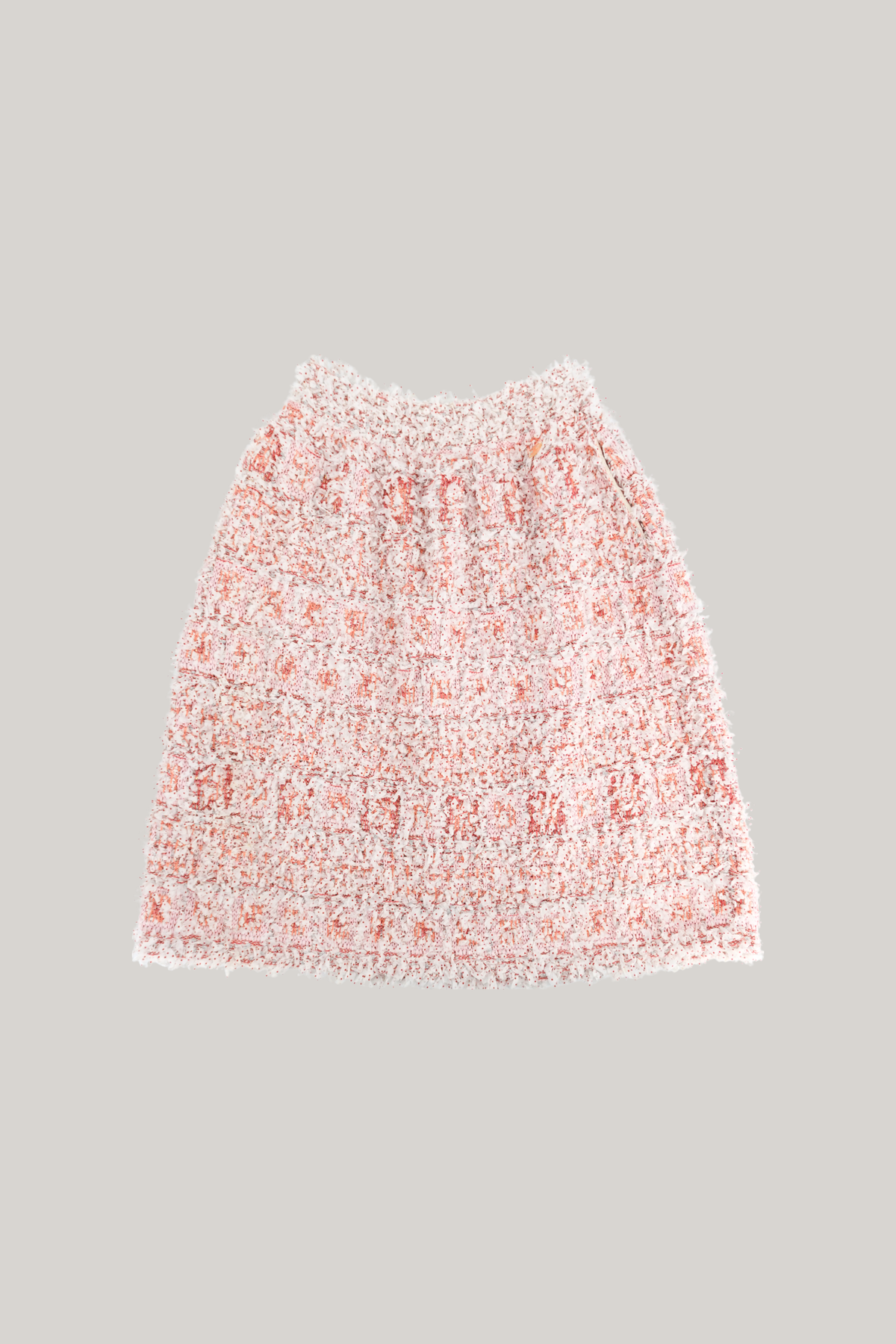 Chanel Textured Fringe Tweed Pencil Skirt in Blush Pink (FR34)