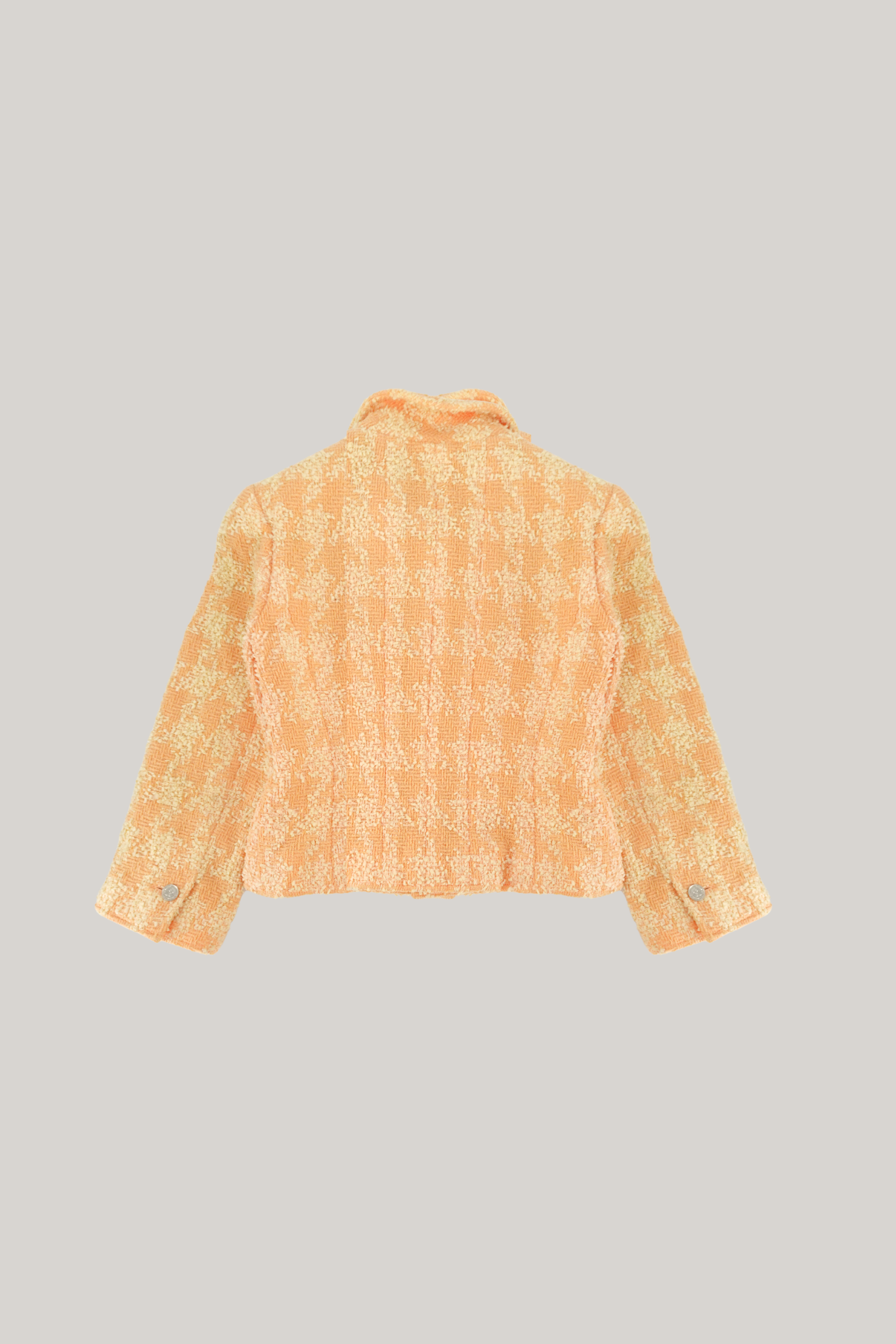 1996 Chanel Houndstooth Orange Tweed Jacket  (FR 40)