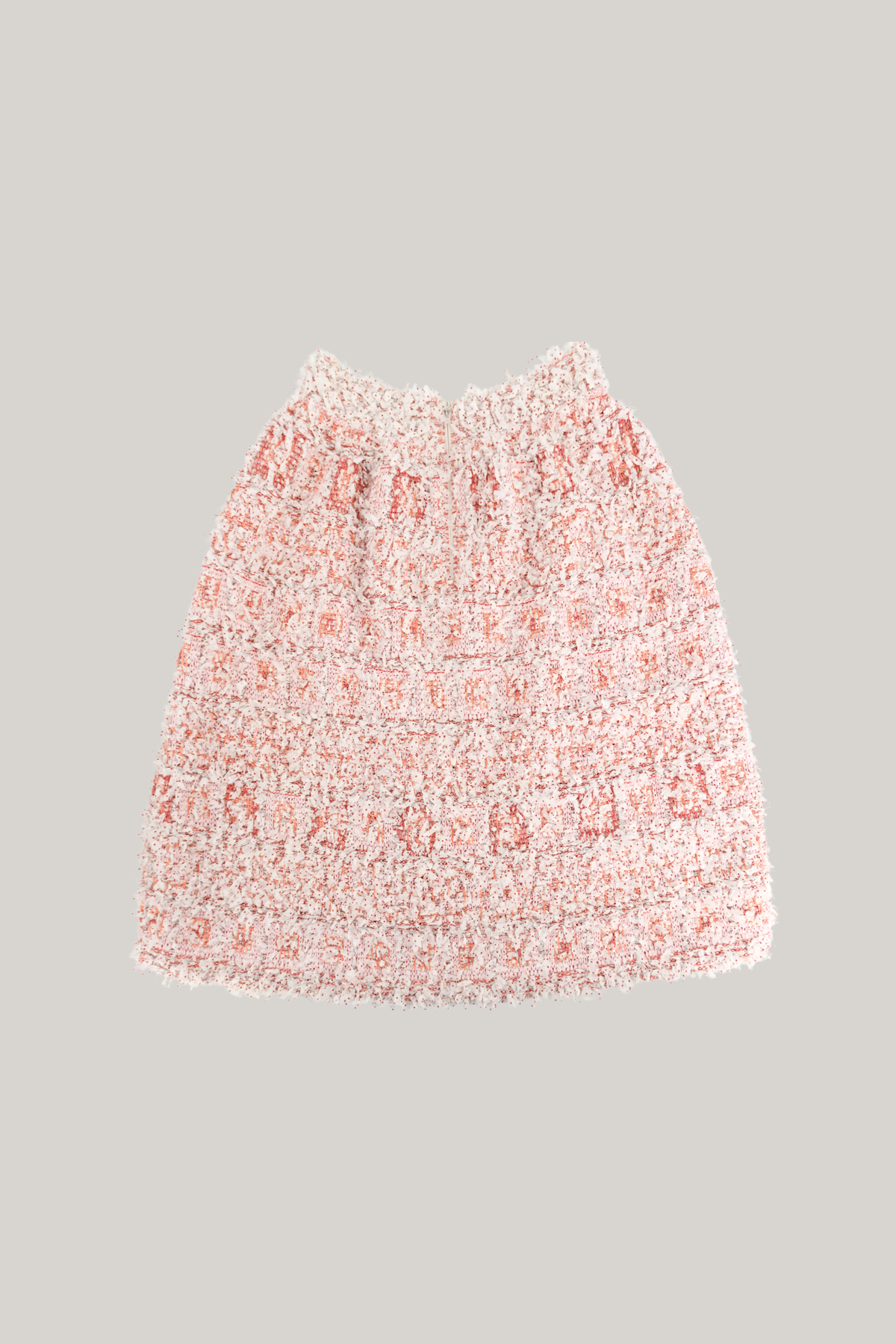 Chanel Textured Fringe Tweed Pencil Skirt in Blush Pink (FR34)
