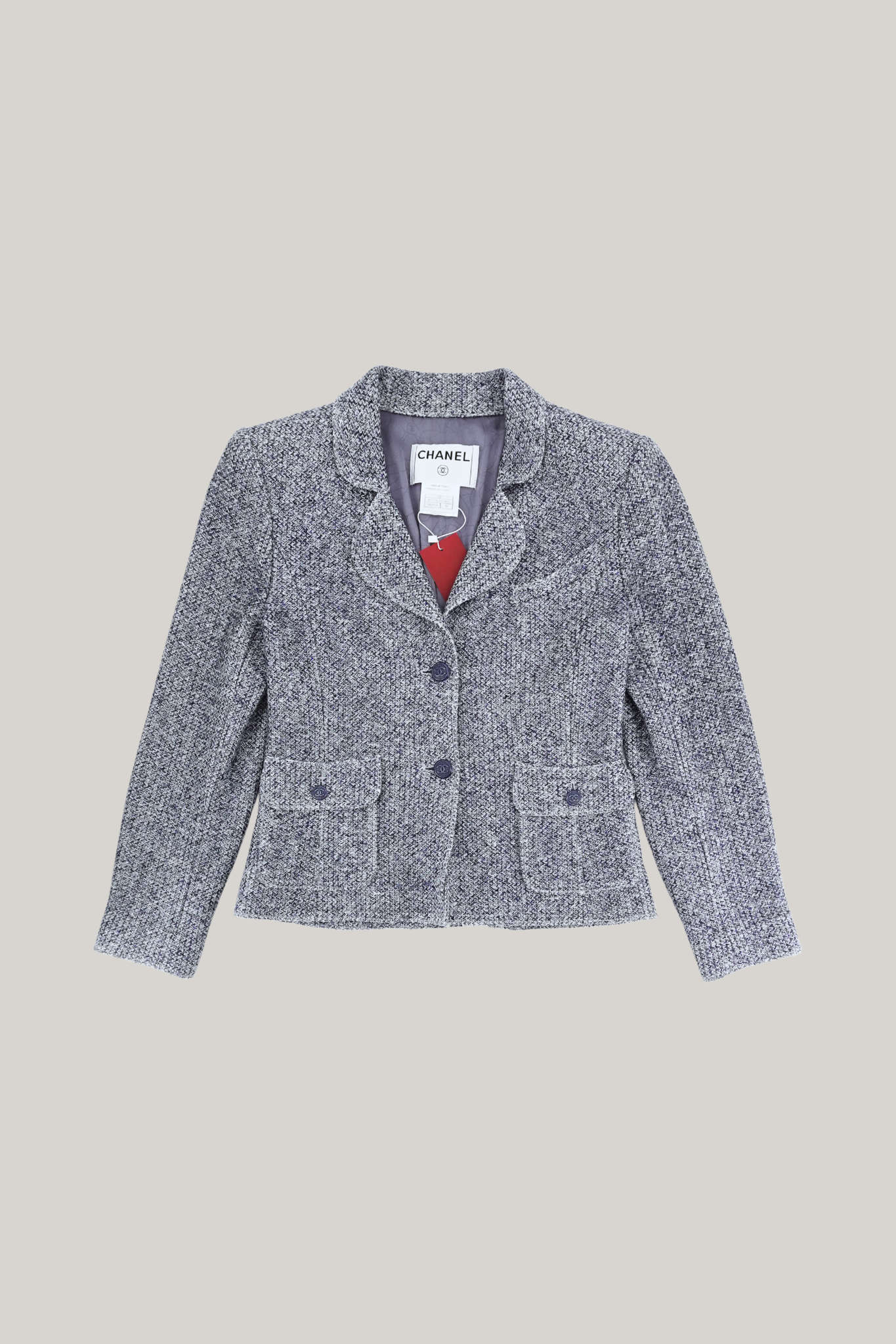 2003 Spring Chanel Grey Blue Jacket (FR 38)