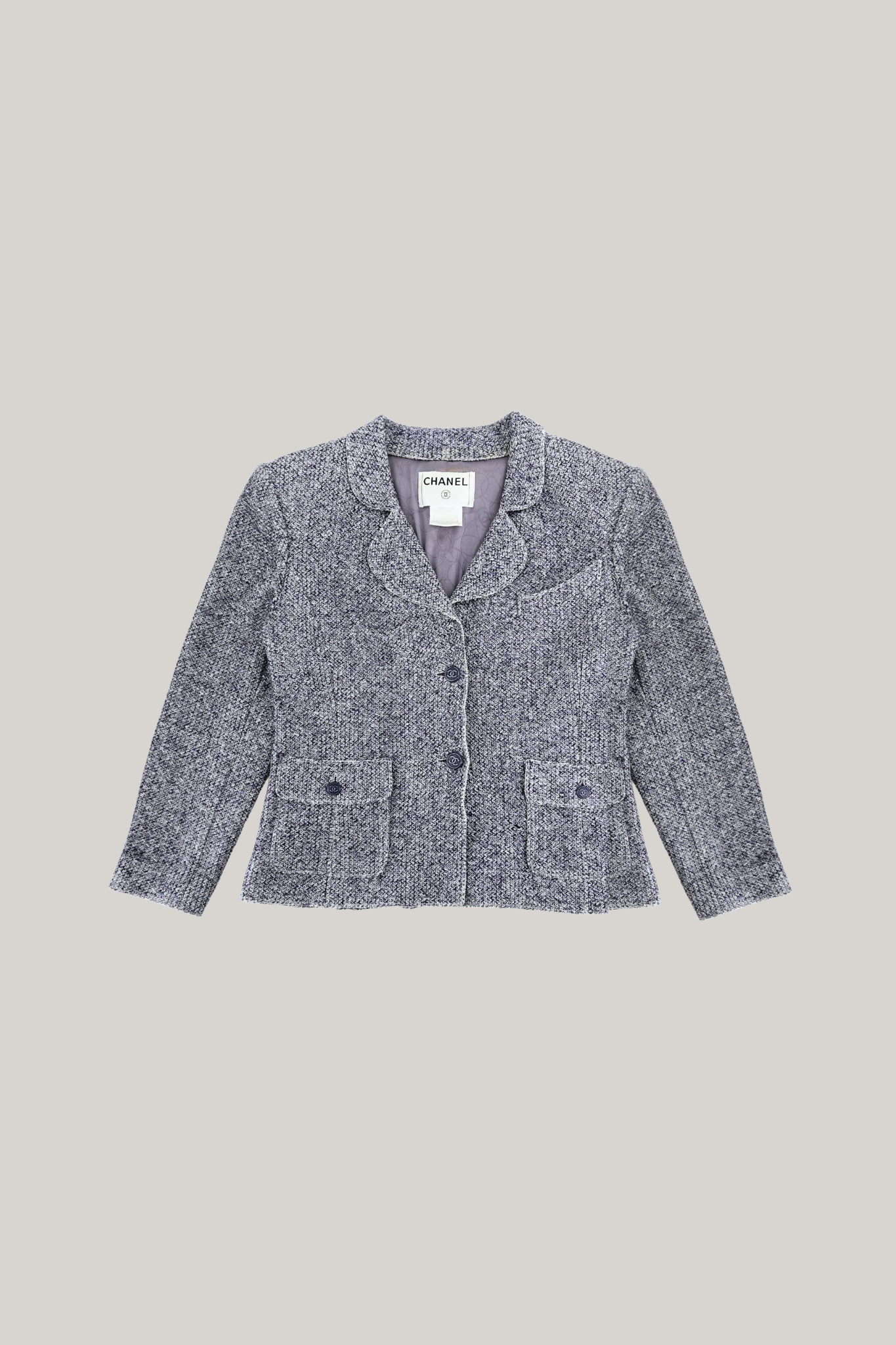 2003 Spring Chanel Grey Blue Jacket (FR 44)