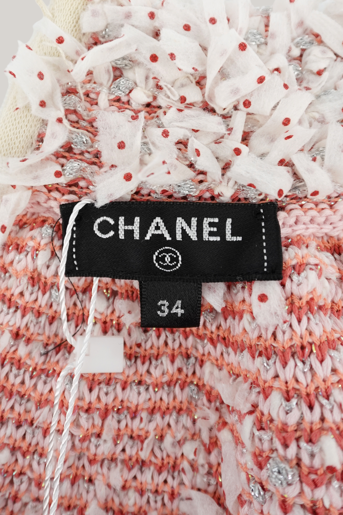 Chanel Textured Fringe Tweed Pencil Skirt in Blush Pink (FR34)