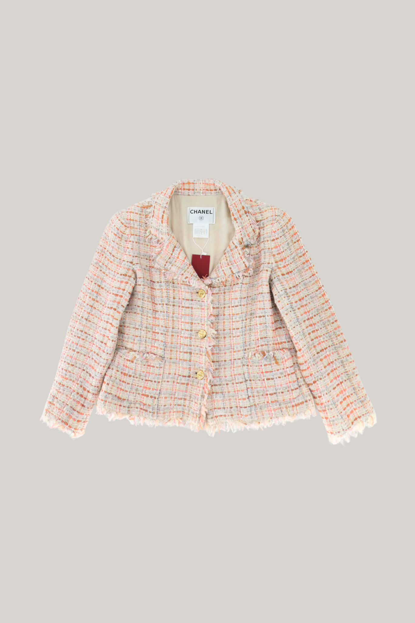2004 Chanel Spring Pink Multicolor Tweed Jacket (FR 40)