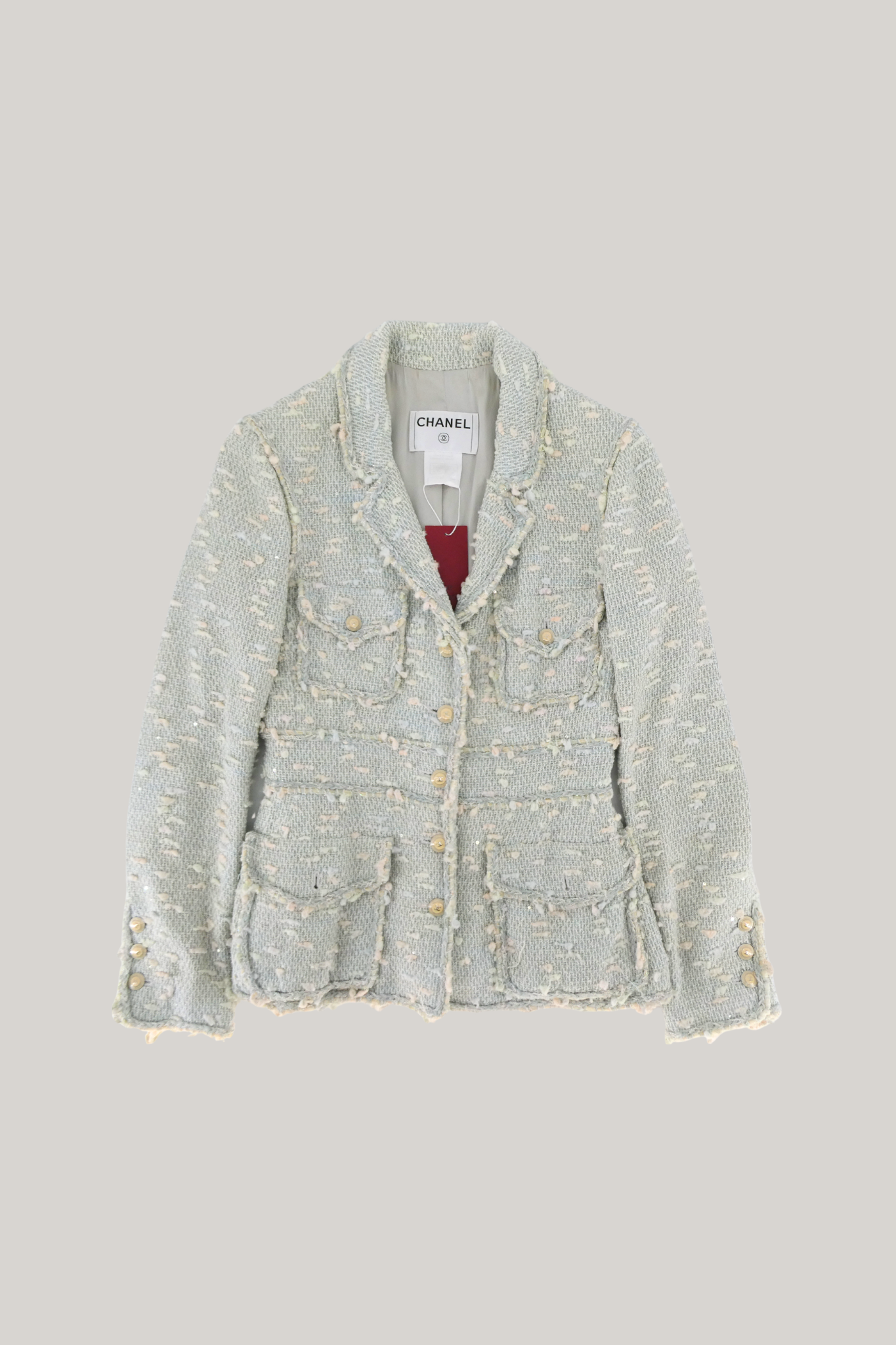 2007 Cruise Chanel Light Blue Fantasy Tweed Jacket (FR 38)