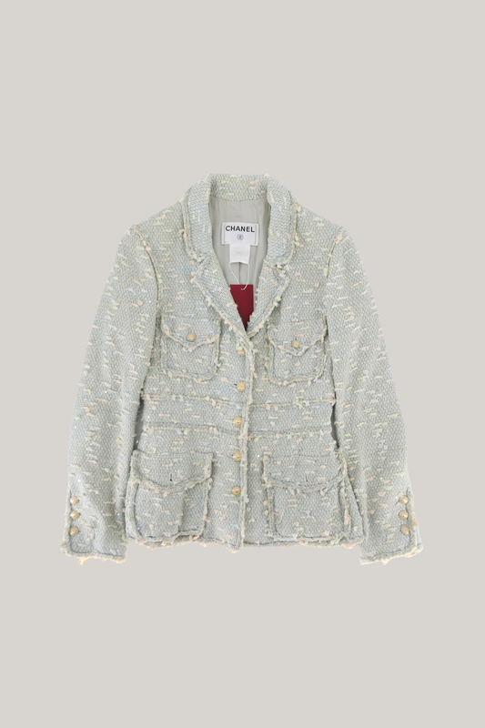 2007 Cruise Chanel Light Blue Fantasy Tweed Jacket (FR 38)
