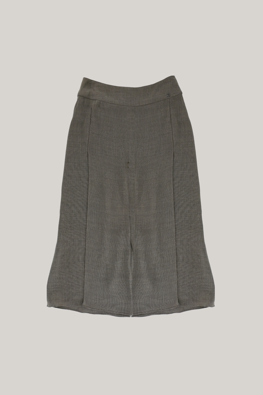 Chanel Khaki Textured Wide-Leg Culotte Pants (FR 38)