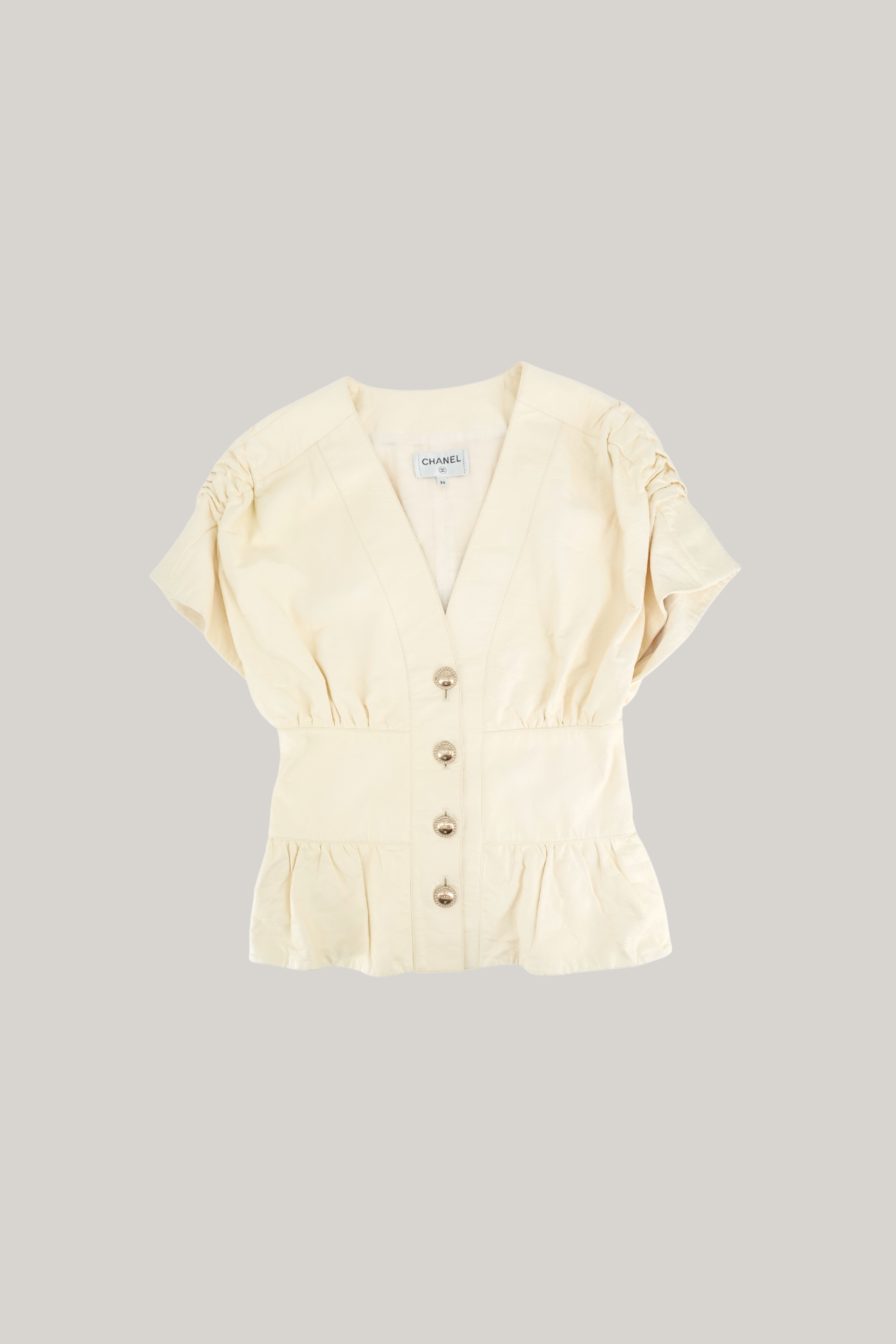 2019 Chanel LA PAUSA White Leather Top (FR 34)