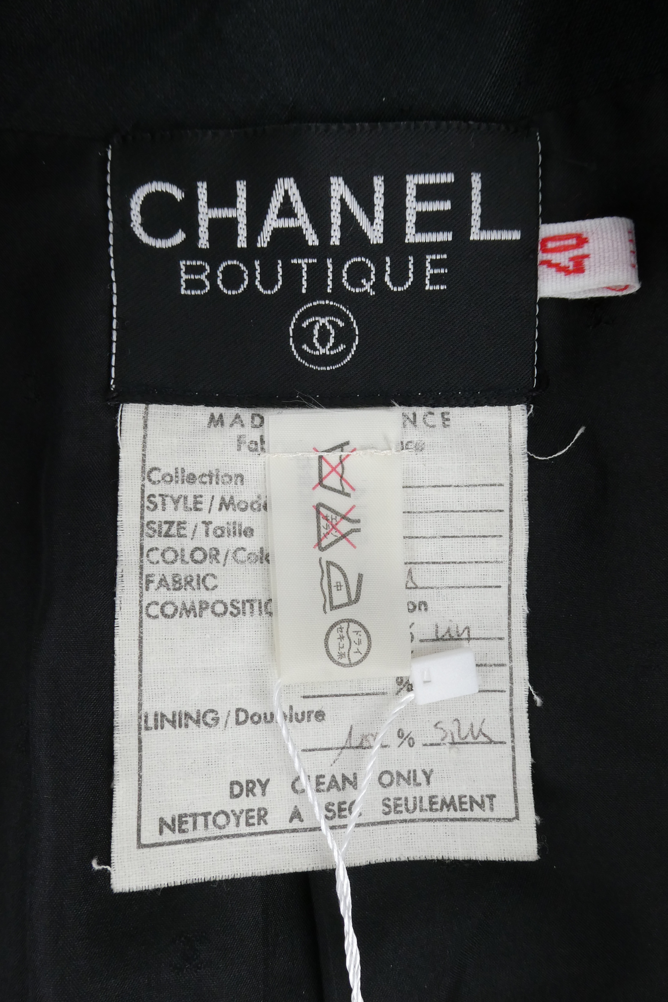 90's Chanel Black Linen Double-Breasted Jacket (FR 40)