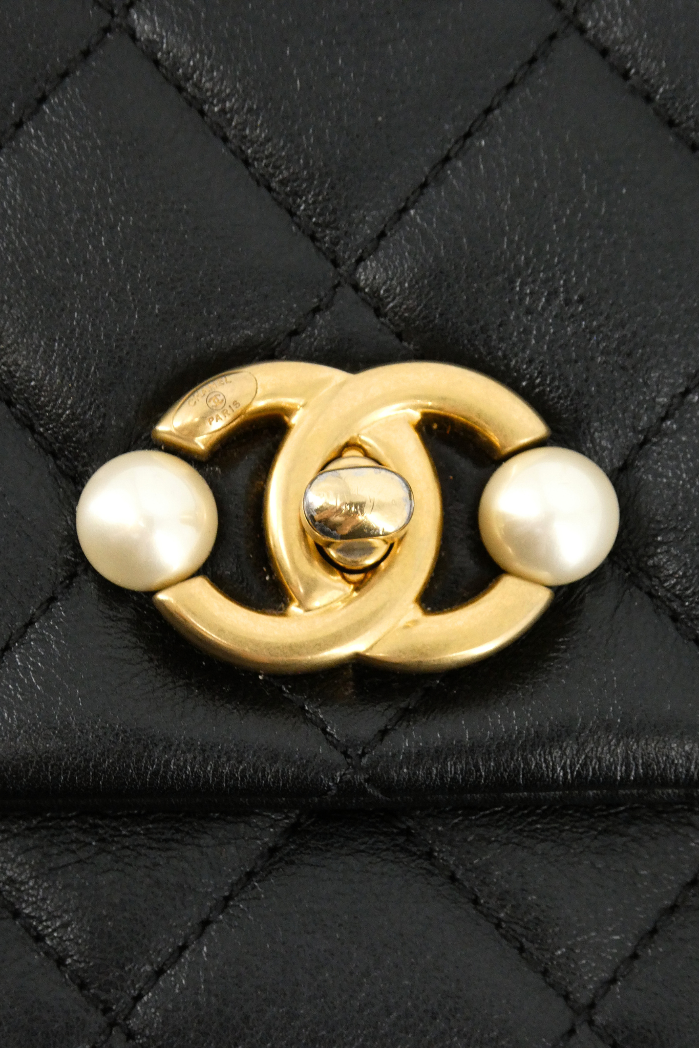 Chanel Pearl-Accented Quilted Calfskin Side Flap Bag