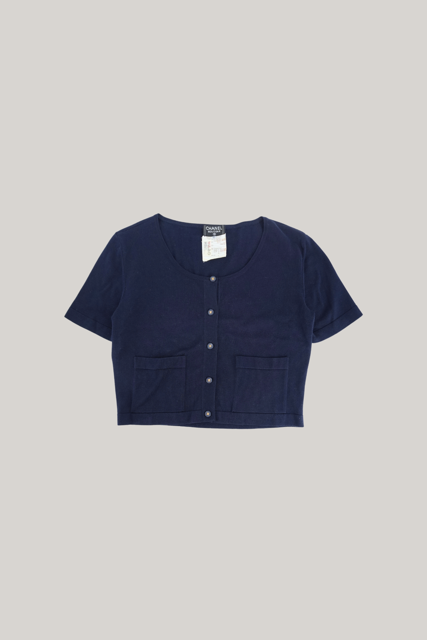 1994 Spring Chanel Navy Cardigan (FR 44)