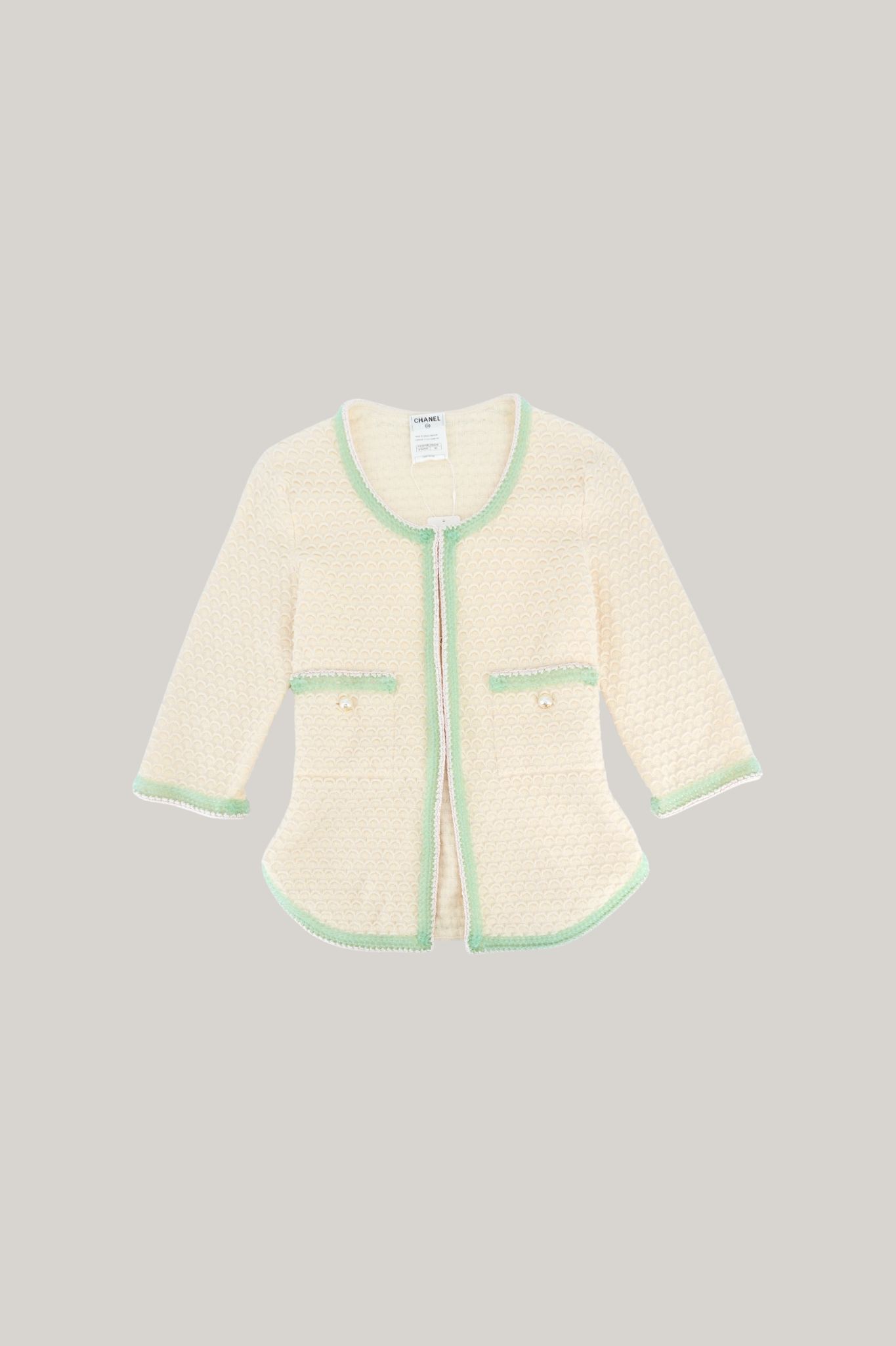 Chanel Knit Cream & Green Jacket (FR 36)