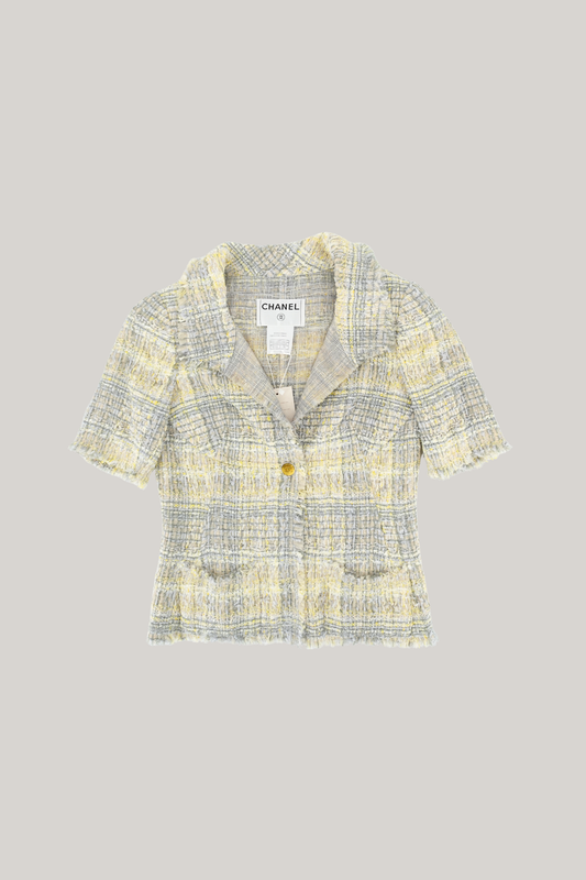Chanel Grey & Yellow Tweed Jacket (FR 34)