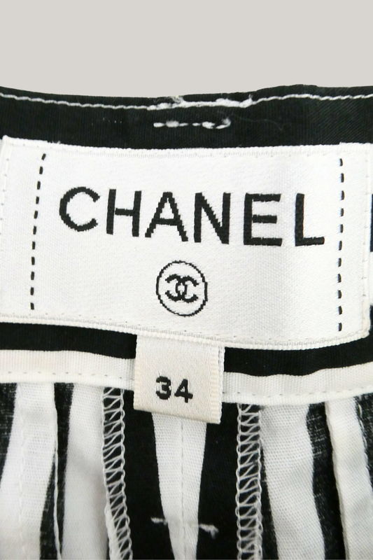 2014 Chanel Black & White Stripes Pants (FR 34)