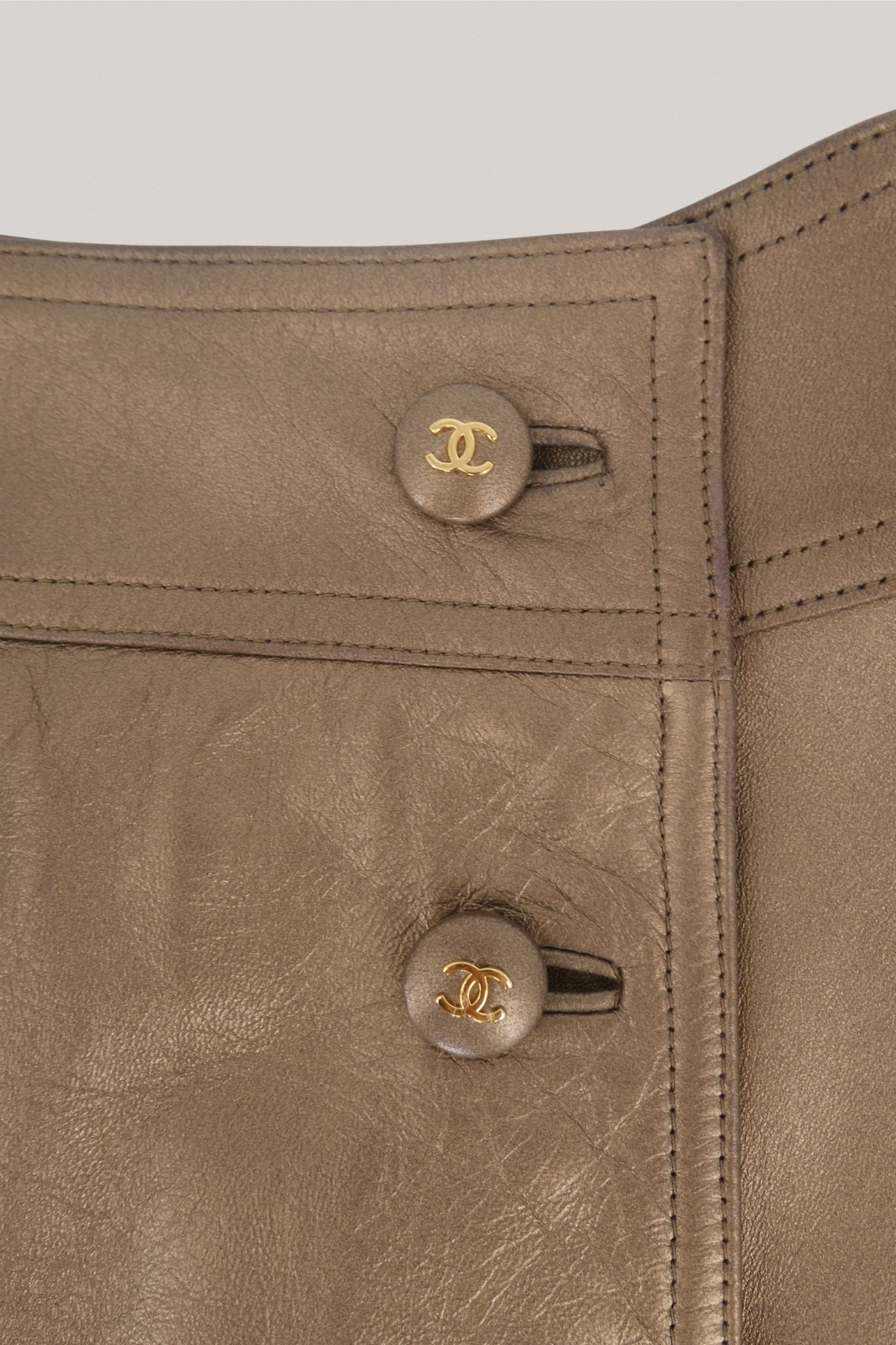 Chanel Gold Leather Skirt