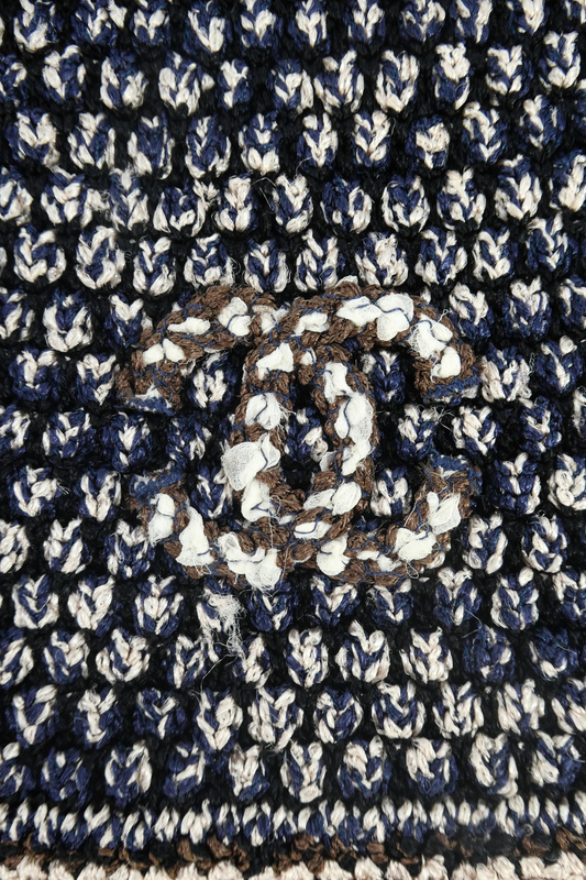 2000 Chanel Navy Crochet Knit Dress (FR 36)