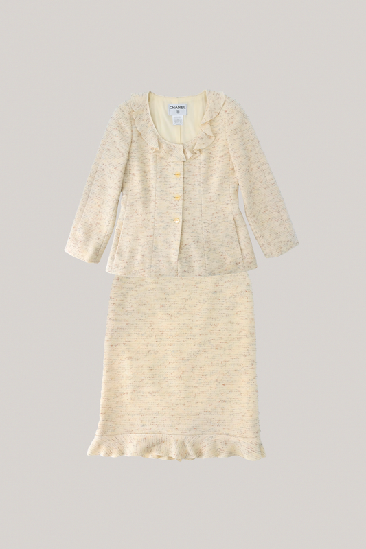 1999 Chanel Ruffle Cream Set
